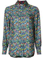 La Double J Floral Print Shirt, Women's, Size: Medium, Blue, Silk