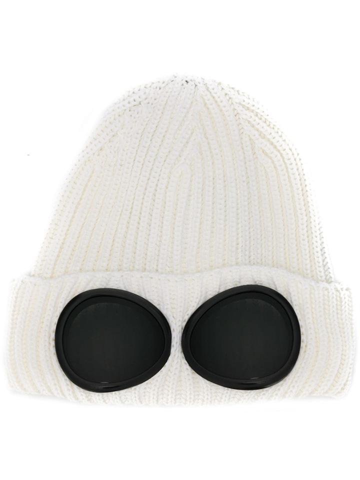 Cp Company Knitted Goggle Beanie - White