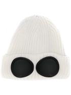 Cp Company Knitted Goggle Beanie - White