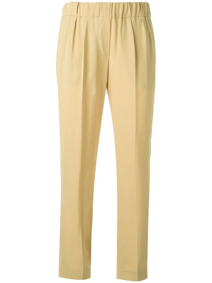 Brunello Cucinelli Cropped Trousers, Women's, Size: 46, Nude/neutrals, Polyester/acetate/viscose