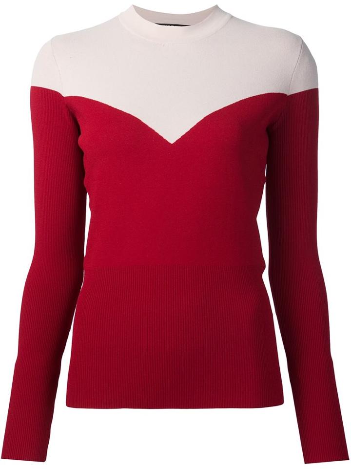 Paule Ka Colour Block Jumper, Women's, Size: Large, Red, Viscose/polyester