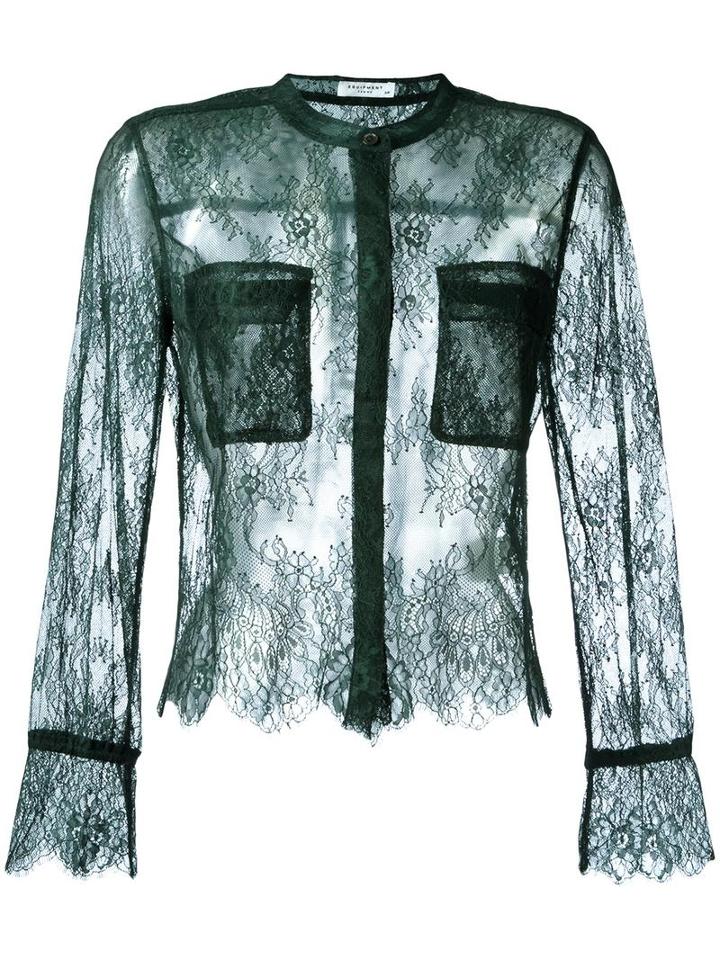 Equipment Lace Shirt, Women's, Size: Xs, Green, Nylon