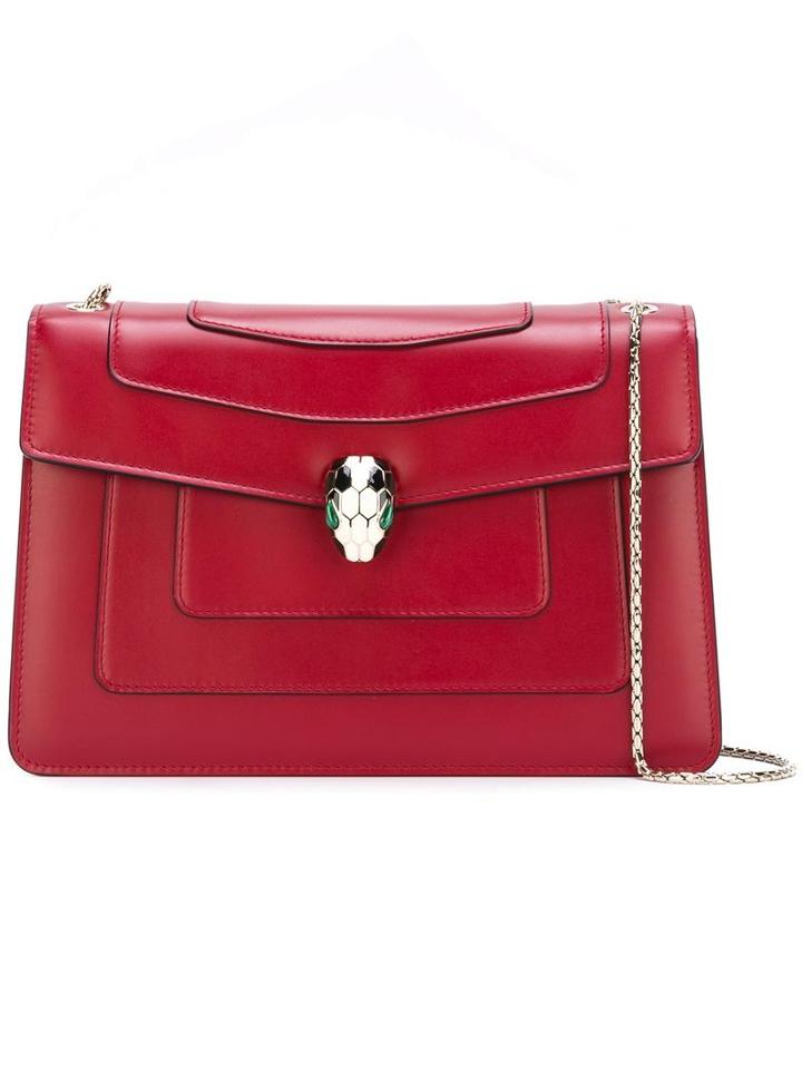 Bulgari Flap Closure Shoulder Bag, Women's, Red