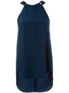 Cédric Charlier Back Bow Sleeveless Top, Women's, Size: 42, Blue, Silk