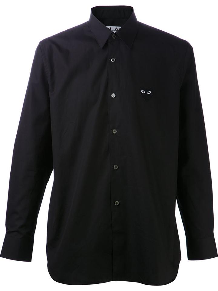 Comme Des Garçons Play Embroidered Heart Shirt, Men's, Size: Large, Black, Cotton