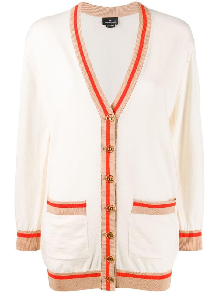 Elisabetta Franchi Contrast Trim Cardigan - Neutrals