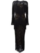 Zuhair Murad Slip Tassel Maxi Dress, Women's, Size: 42, Black, Silk/polyamide