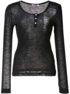 T By Alexander Wang Fine Knit Ribbed Top - Black