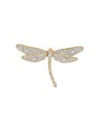 Susan Caplan Vintage 1990s Embellished Dragonfly Brooch - Gold