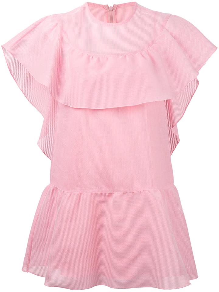 Red Valentino - Frill Sleeve Short Dress - Women - Silk/cotton/polyester - 44, Women's, Pink/purple, Silk/cotton/polyester