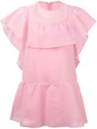 Red Valentino - Frill Sleeve Short Dress - Women - Silk/cotton/polyester - 44, Women's, Pink/purple, Silk/cotton/polyester