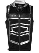 Philipp Plein Metallic Logo Gillet Jacket - Black