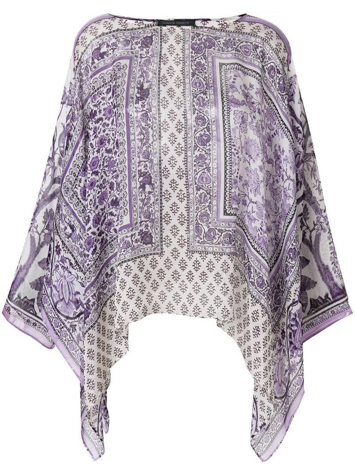 Alberta Ferretti Printed Draped Blouse - Pink