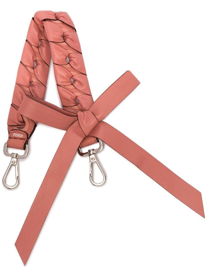 Fendi Pink Braided Leather Bag Strap - Pink & Purple