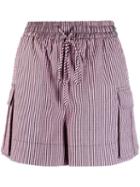 Ganni Striped Seesucker Shorts - Pink
