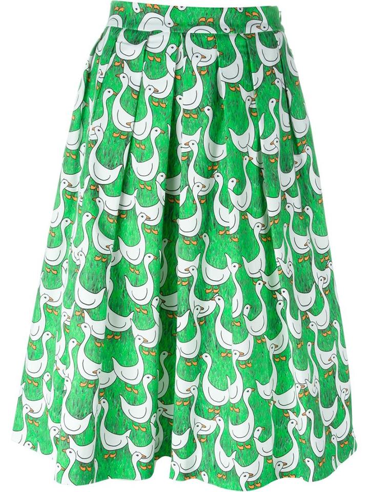 Ultràchic Goose Print Pleated Skirt