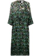 Anntian Gathered Front Floral Dress - Green