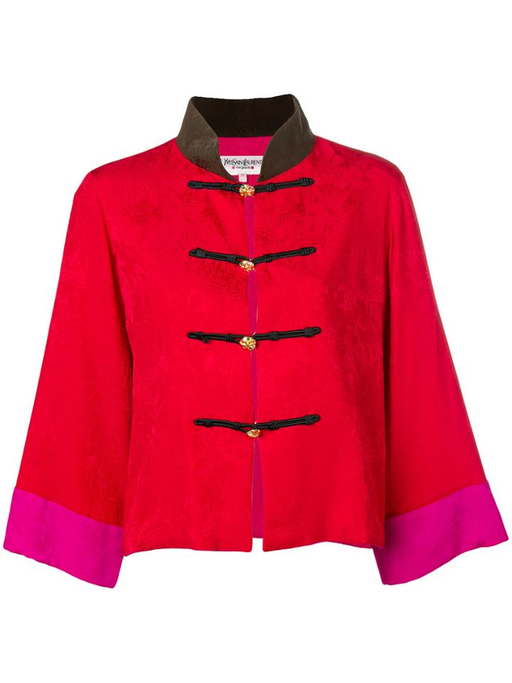 Yves Saint Laurent Vintage Mandarin Style Blouse - Red