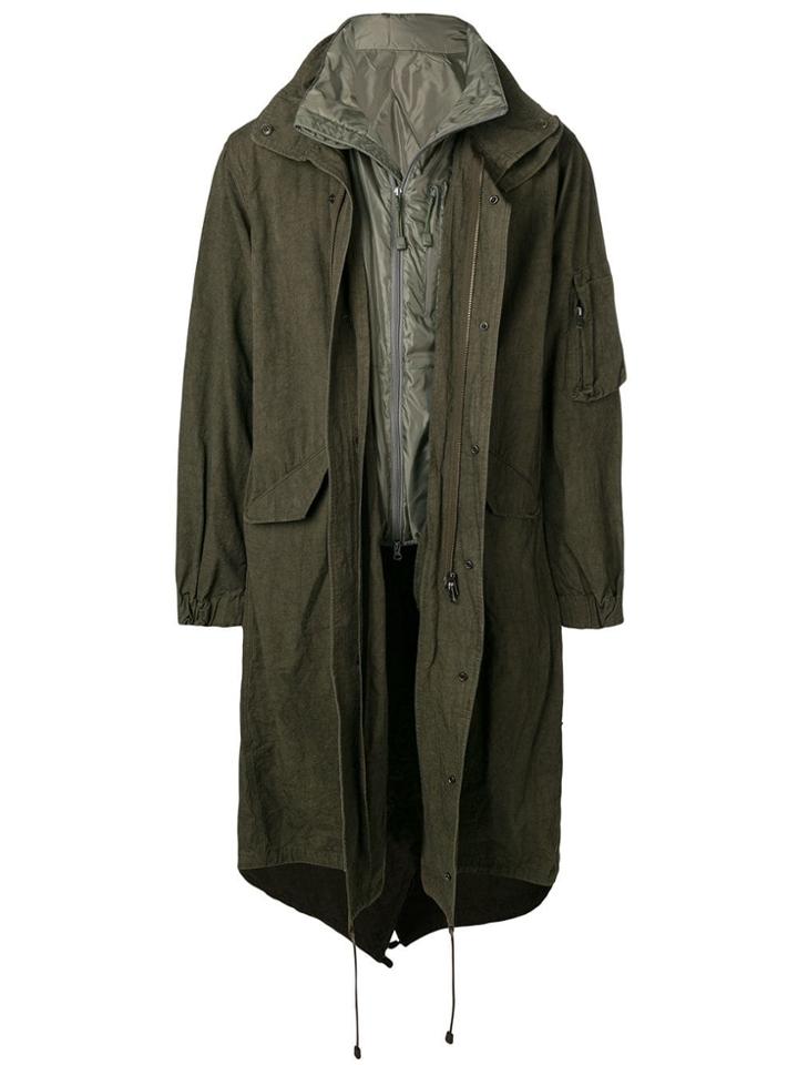 Yohji Yamamoto Long Loose Parka - Green