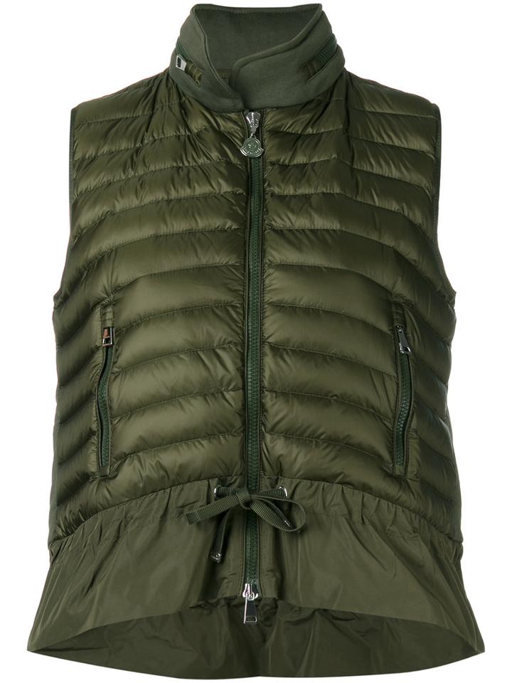 Moncler Hooded Padded Front Gilet, Women's, Size: Large, Green, Cotton/polyester/polyamide/goose Down