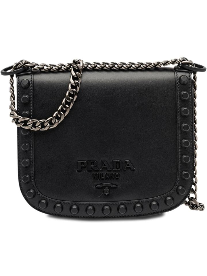 Prada Pionnière Studded Shoulder Bag - Black