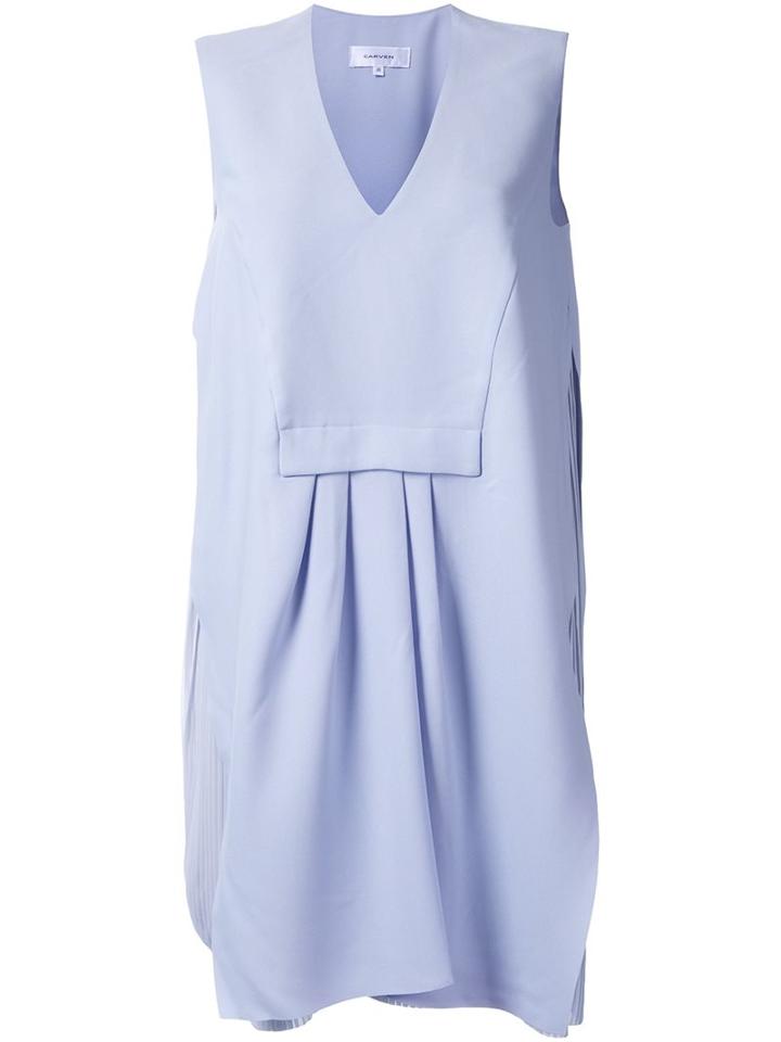 Carven Pleat Detail Shift Dress, Women's, Size: 40, Pink/purple, Polyester