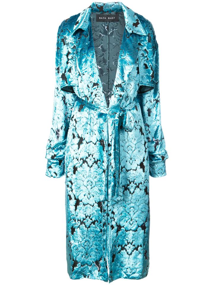 Baja East Velvet Trench Coat - Blue