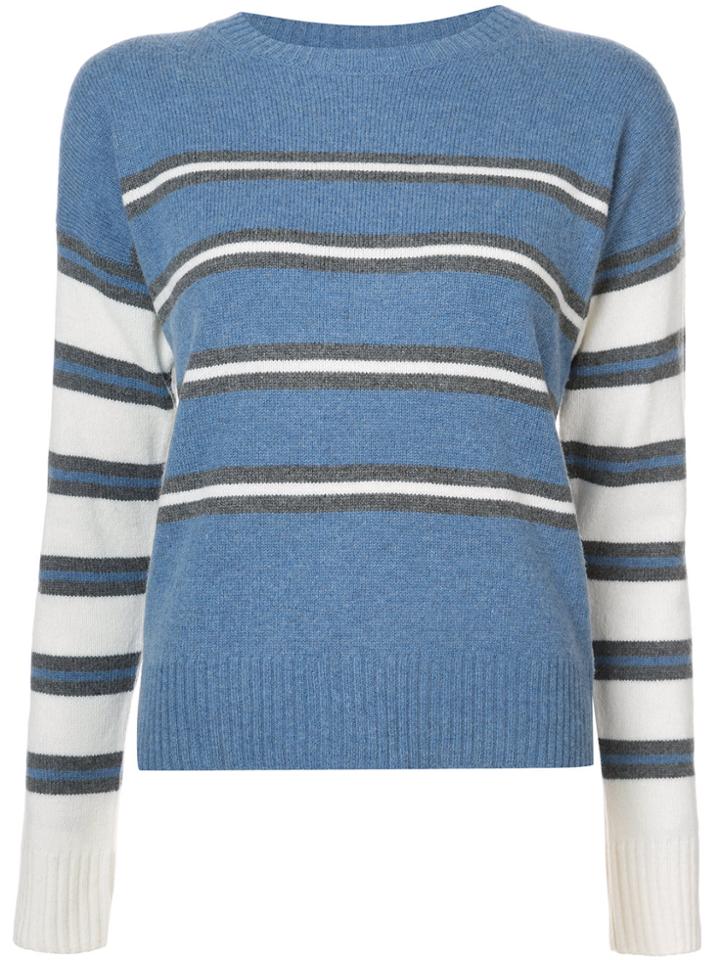 Derek Lam 10 Crosby Long Sleeve Striped Crewneck Sweater - Blue