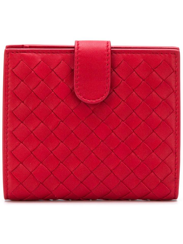 Bottega Veneta Intrecciato Leather Bi-fold Wallet - Red