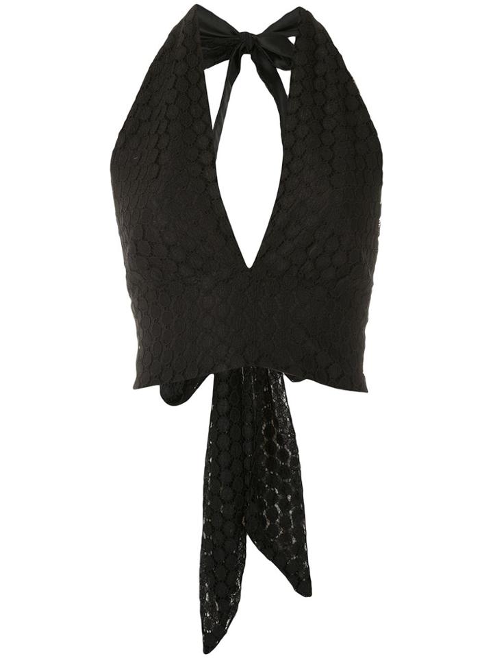 Olympiah Lamier Lace Cropped Top - Black