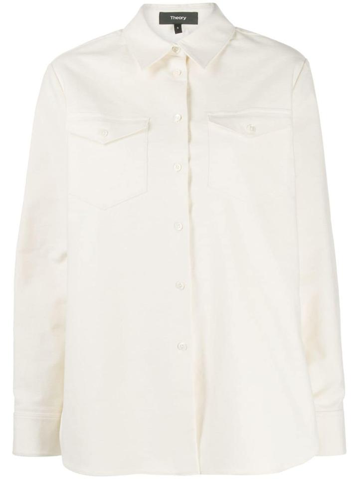 Theory Long Sleeved Cotton Shirt - White