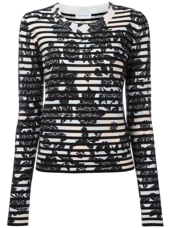 Christian Wijnants - Striped Floral-print Top - Women - Polyester/viscose - S, Nude/neutrals, Polyester/viscose