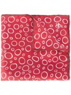 Canali Circles Pattern Pocket Square, Men's, Red, Silk