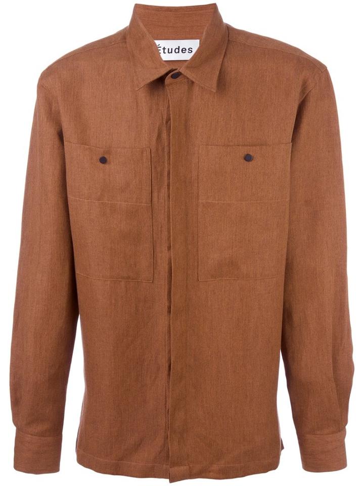 Études 'record Rust' Overshirt, Men's, Size: 44, Brown, Cotton/linen/flax/wool