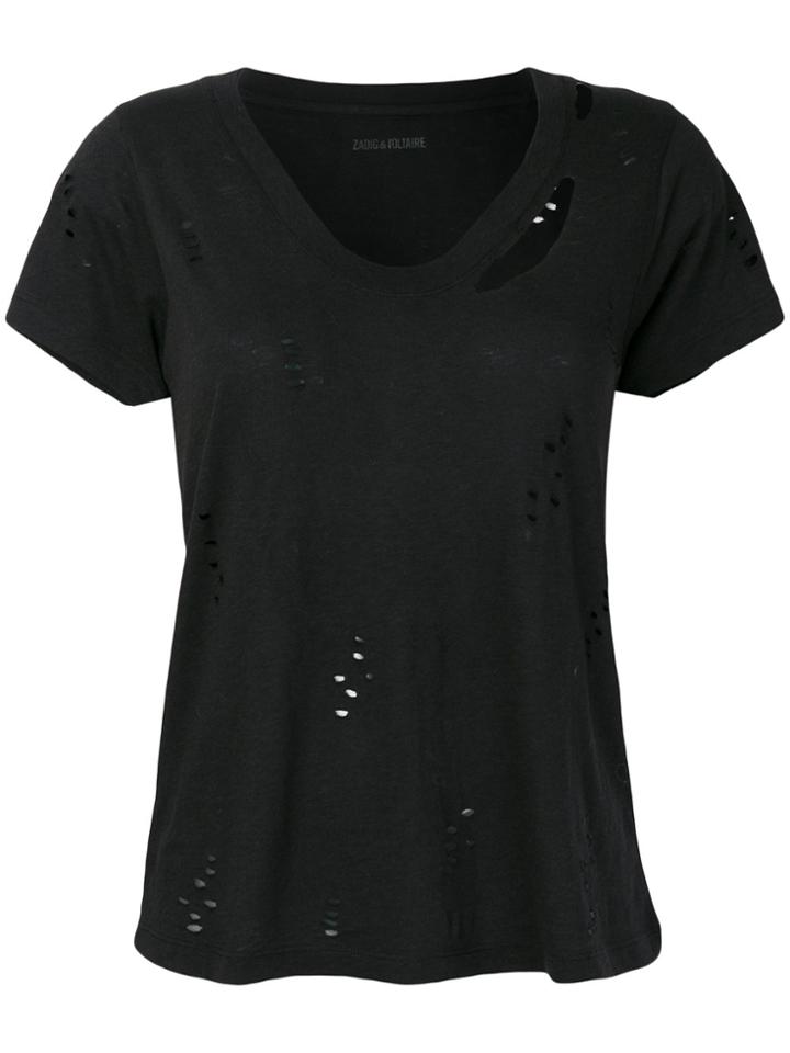 Zadig & Voltaire Distressed Effect T-shirt - Black