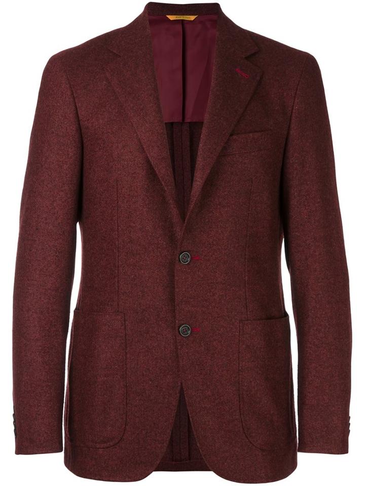 Canali 'key' Blazer, Men's, Size: 50, Red, Polyamide/cupro/wool