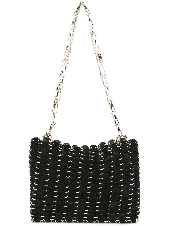 Paco Rabanne Scale Effect Shoulder Bag, Women's, Black, Calf Leather/metal (other)