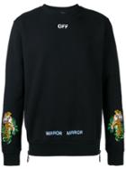 Off-white Tiger Embroidered Sweatshirt, Men's, Size: Medium, Black, Cotton/polyamide/polyester/viscose
