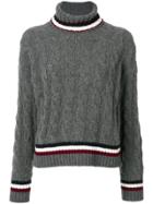&daughter Stripe Detail Cable Knit Sweater - Grey