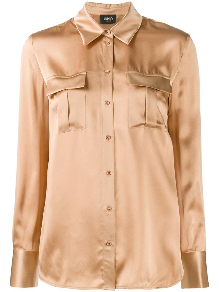 Liu Jo Pointed Collar Silk Shirt - Neutrals