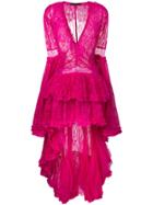 Amen Frill Tiered Lace Dress - Pink