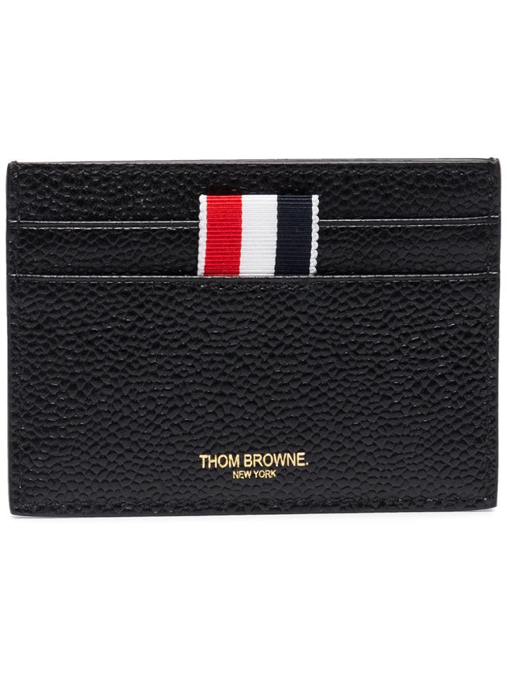 Thom Browne Leather Single Card Holder - Black