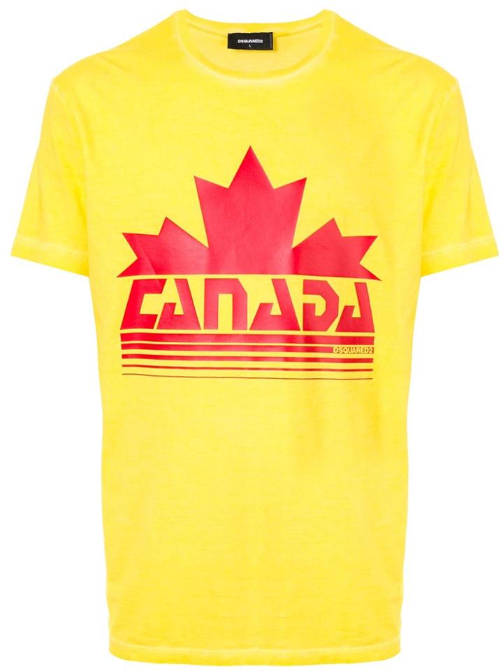 Dsquared2 Printed Canada Leaf T-shirt - Yellow