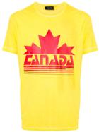 Dsquared2 Printed Canada Leaf T-shirt - Yellow