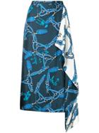 Tibi Renzo Scarf Print Asymmetric Skirt - Blue