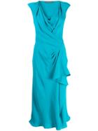 Alberta Ferretti Cowl Neck Midi Dress - Blue