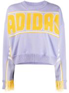 Adidas Logo Intarsia Cropped Jumper - Purple