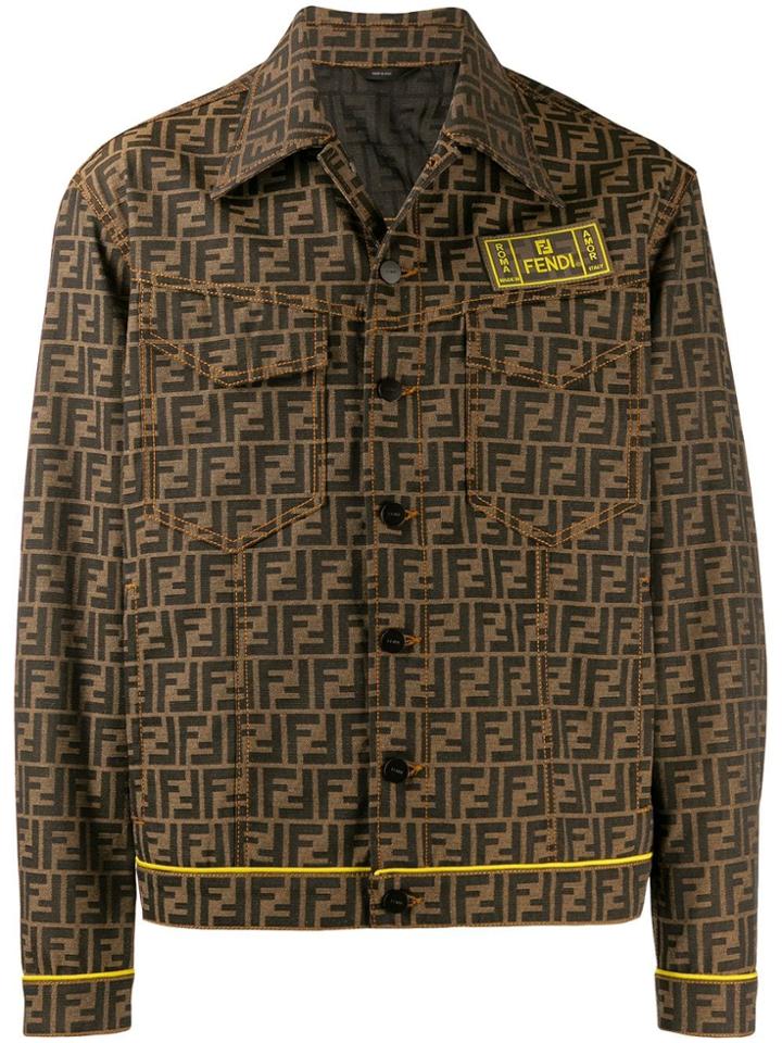 Fendi Logo Pattern Overshirt Jacket - Brown