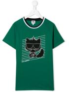 Karl Lagerfeld Kids Teen Cat Print T-shirt - Green