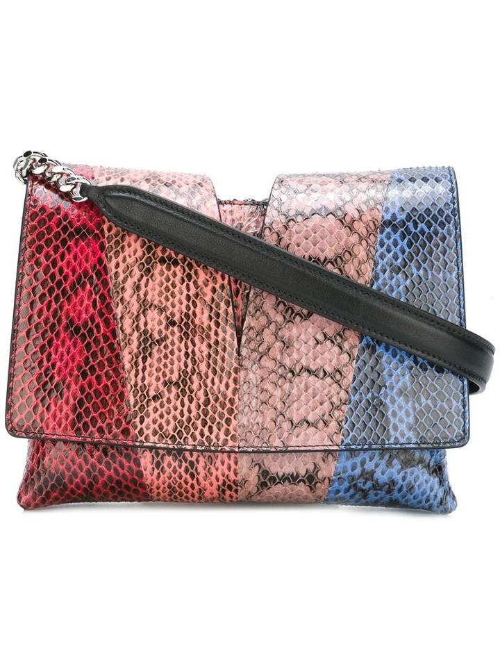 Jil Sander Snakeskin Effect Crossbody Bag, Women's, Pink/purple, Calf Leather
